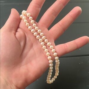 JCM 18” Classic Off White Cream Pearl Necklace With 10k Gold Filigree Clasp
